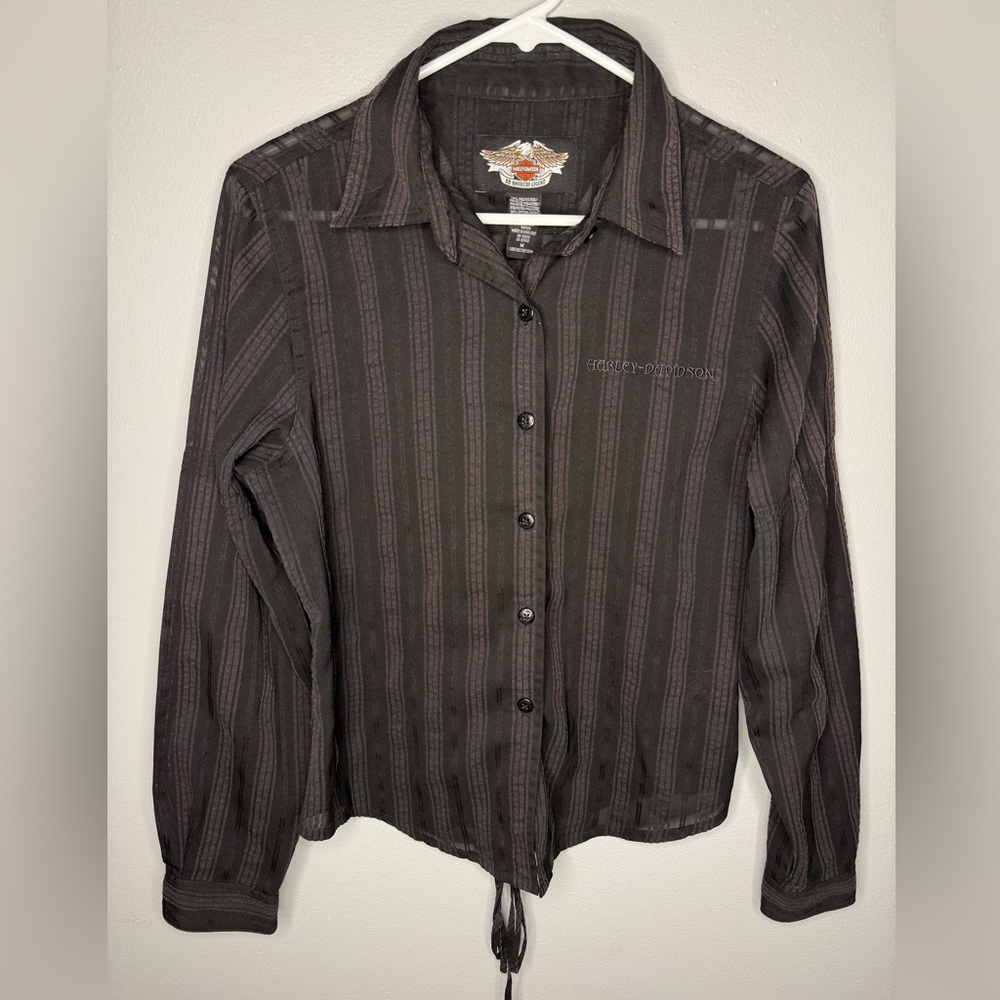 Harley-Davidson Striped Laced Back Women’s Button Up Dress Shirt